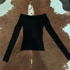H&M Black Off-Shoulder Ribbed Top